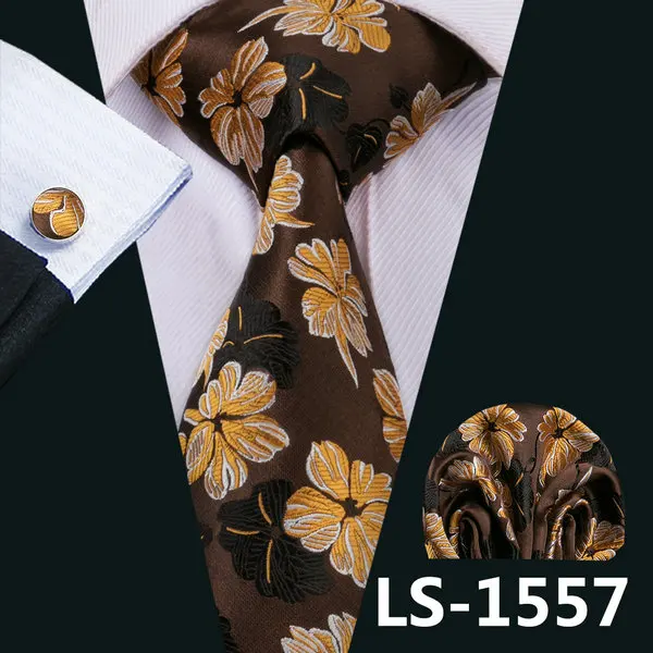 LS-1737 Barry.Wang Мужской галстук шелк Gravata новинка галстук носовой Запонки Набор для свадьбы бизнес вечеринки - Цвет: LS-1557