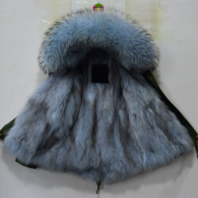 Kopen Sky Blue Fashion Vrouwen Winter Dragen Echte Vos Bont, Mr & Mrs Dragen Lichtblauw Real Dikke Vos Bont Legergroen Jasje