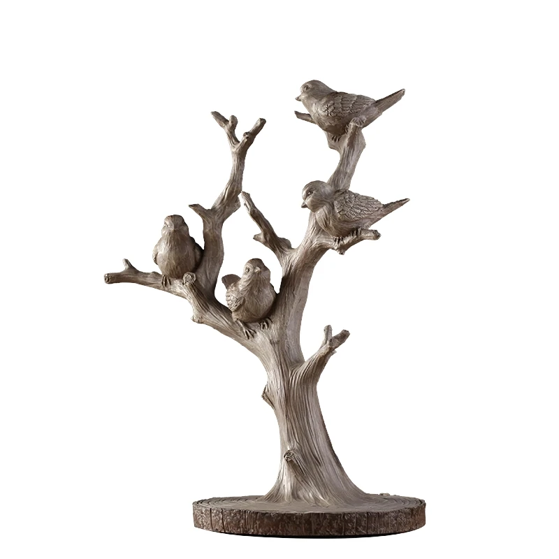 

Nordic Creative Retro resin birds tree figurines vintage statue home decor crafts room decoration objects resin animal figurines