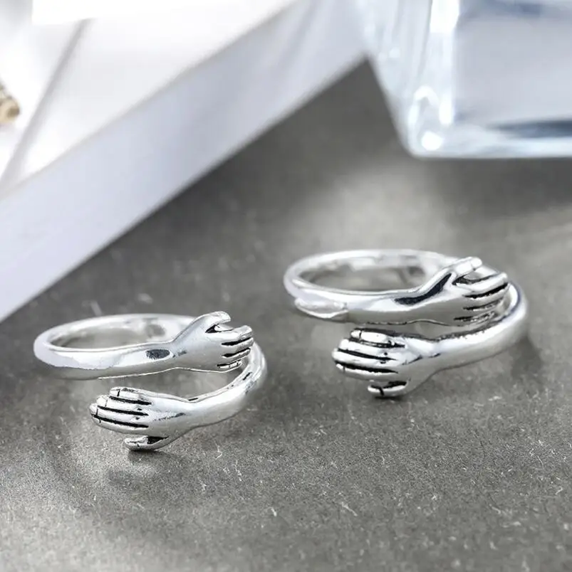 Creative Vintage Simple Love Hug Ring - Adjustable Handcrafted Fashion Jewelry Gift for Women image 4