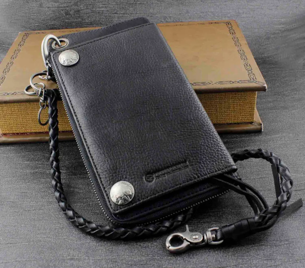 Мужской Длинный кошелек из натуральной кожи с цепочкой|genuine leather wallet|wallet walletgenuin long