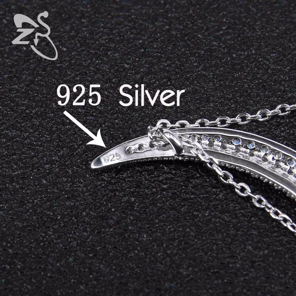 Женское Ожерелье с кулоном в виде полумесяца из серебра 925 пробы|moon pendant necklace|sterling