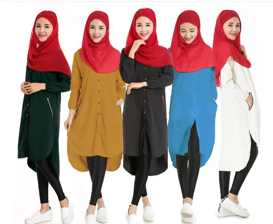 Новинка женская мусульманская свободная футболка макси короткое платье кафтан