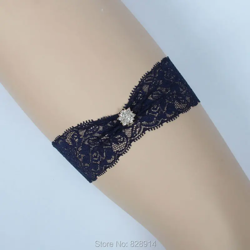 Новое поступление оригинальный дизайн темно-синие свадебные кружевные подвязки