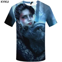 kyku wolf t shirt women beauty plus size sexy tshirt jungle tops animal shirts 3d t shirt womens cool big fitness woman