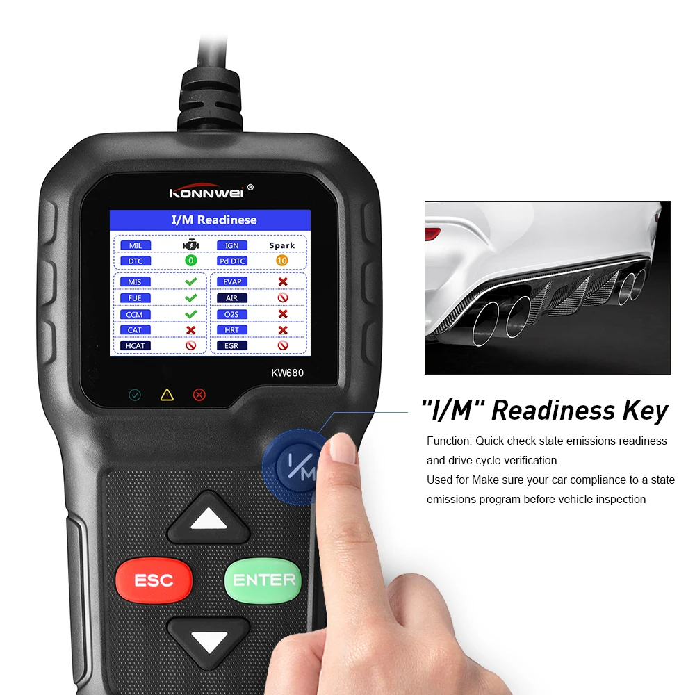 10 шт./лот Konnwei KW680 полный obd2 считыватель кода сканер кВт 680 для российского газа