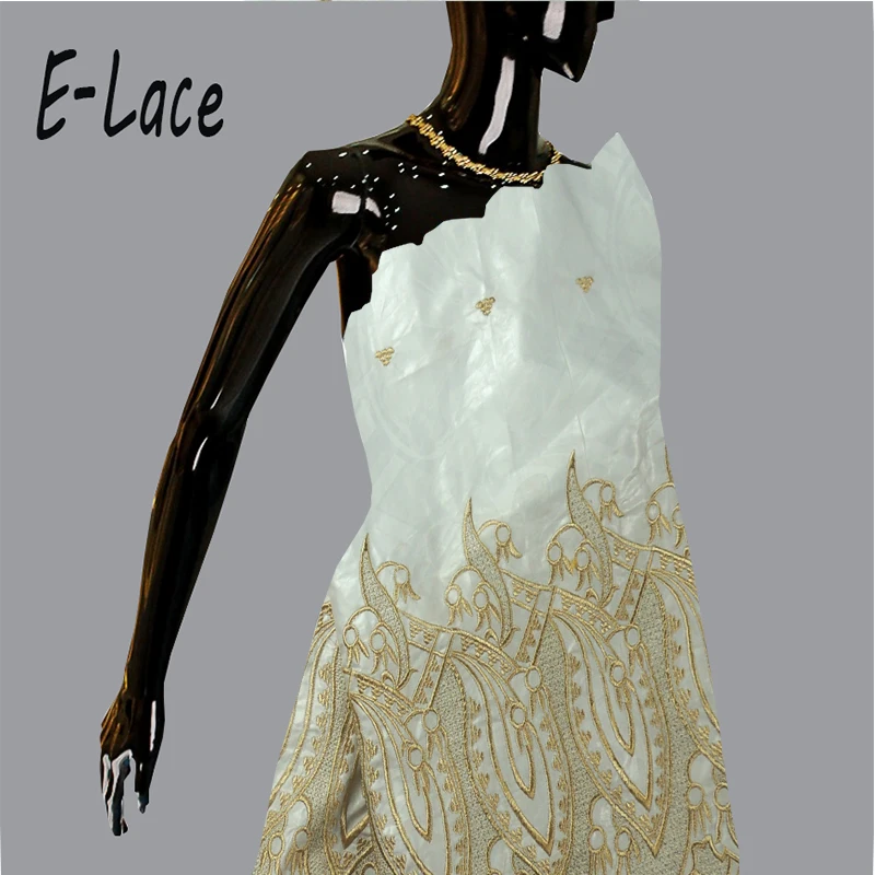 White and gold 5yards African george fabric French net lace sets high quality Afican George Lace Fabric1702l2320d26 | Дом и сад