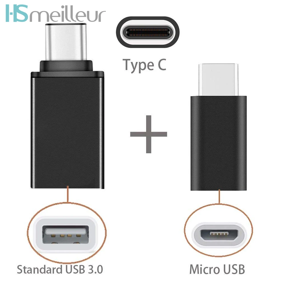 Hsmeilleur 2 в 1 Type C OTG адаптер Micro USB конвертер для Samsung S8 S9 Xiaomi 3 0 зарядное устройство
