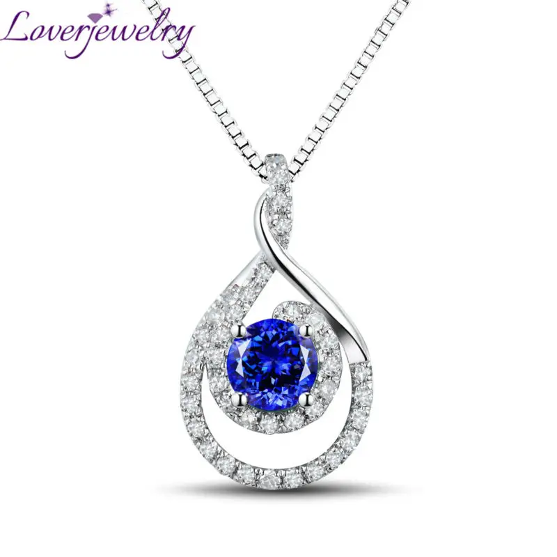 

Новое поступление, Свадебная подвеска LOVERJEWELRY из танзанита, Круглый однотонный кулон 5 мм из белого золота 18 карат, бриллиантовый кулон для женщин, Изящные Ювелирные изделия