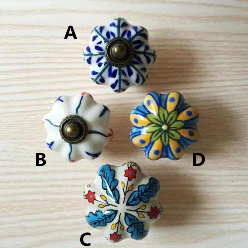 Тонкие керамические ручки ручная роспись фарфоровые для ящиков и шкафов