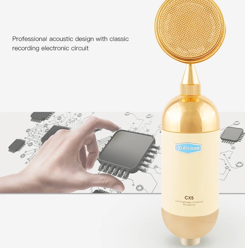 Alctron CX5 позолоченные большие диафрагмы кардиоидный конденсаторный микрофон, используемый в студии и сцене