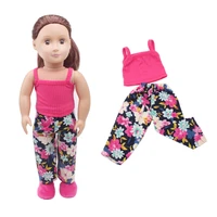doll clothes rose red vests suit printed pants toy accessories 18 inch girl doll and 43 cm baby doll c303