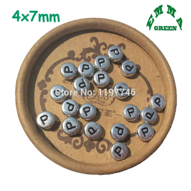 Алфавит круглые бусины Серебристые Акриловые зеркальные для рукоделия diy