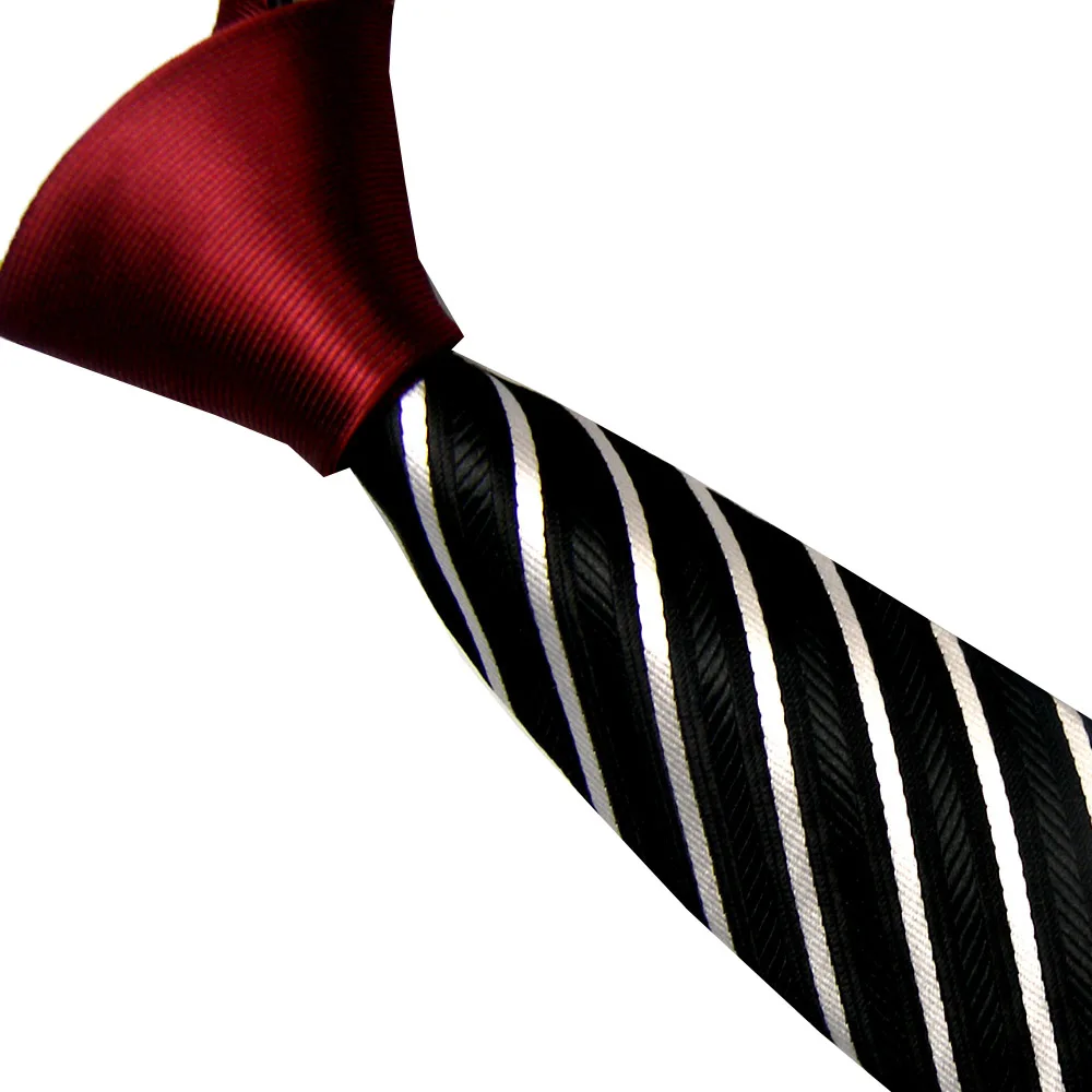 Мужские галстуки для костюма LAMMULIN бордовый с узлом контраст черный серебристым