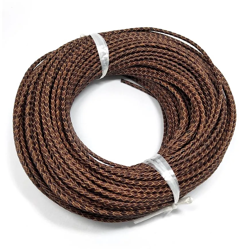 antique brown 16 цветов хорошего качества настоящая воловья кожа оплетка 3 мм Диаметр. ручной работы с бисером на проволоке Аксессуары для браслета ожерелье - Цвет: antique brown