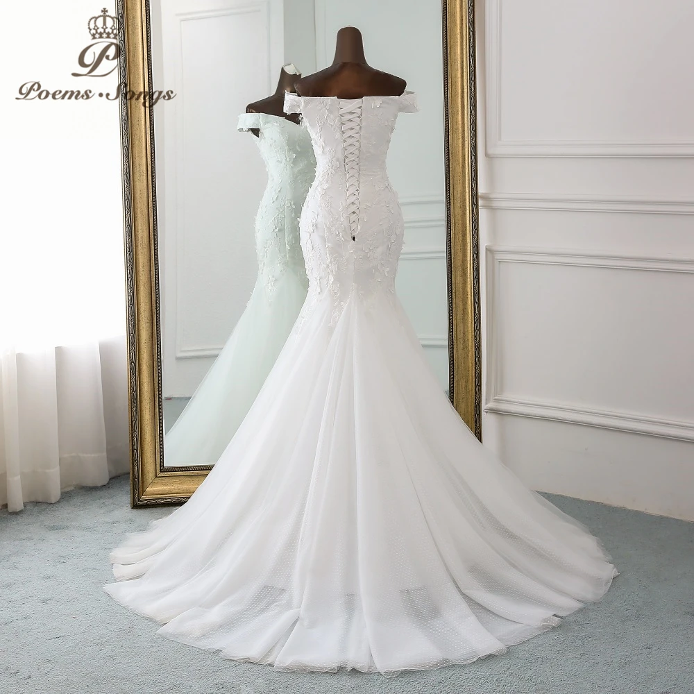 PoemsSongs Стиль Красивые трехмерные цветы кружева свадебное платье Vestido de noiva Русалка платье robe mariage