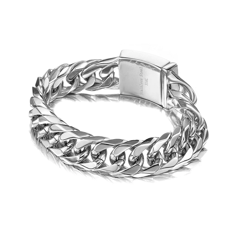 Тяжелое панцирное плетение 8-11 дюймов браслет-цепочка Ширина 16 мм серебряный цвет