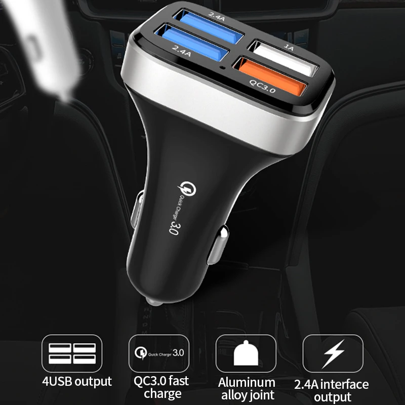 Автомобильное зарядное устройство Quick Charge 3 0 с 4 USB портами и адаптером для