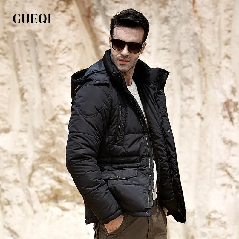 GUEQI Winter Men Fashion Warm jackets Men's Classic Casual Parkas Hooded Outerwear Man Cotton Coats Size M-3XL 0525 | Мужская одежда