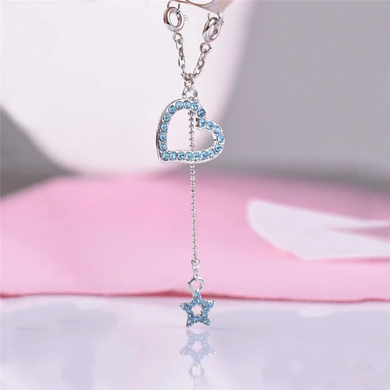 Женское длинное кольцо из нержавеющей стали с синим кристаллом|Украшения для