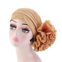 muslim women big flower turban hat headwrap cancer chemo beanie bonnet cap headwear hair loss cover accessories