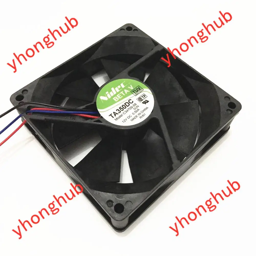 Серверный охлаждающий вентилятор Nidec TA350DC C34709-58 DC 12V 0.50A 3-ire 90x90x25 мм Серверный охлаждающий вентилятор Nidec TA350DC C34709-58 DC 12V 0.50A 3-ire 90x90x25 мм