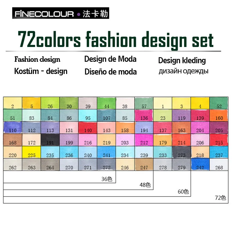 Finecolour EF101 Граффити Маркер рисунок ручки finecolor 160/72/60/48/32 компл. двойной алкоголь эскиз маркеры картина подкладке Manga - Цвет: 72 fashion EF101