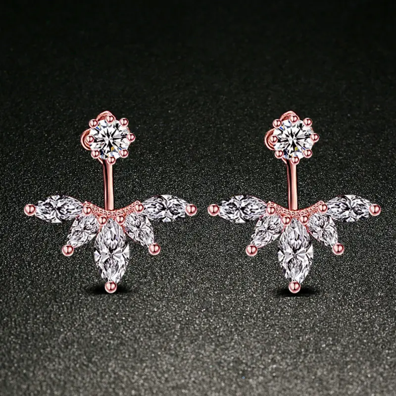 Fashion 925 Sterling Silver Shiny Cubic Zirconia Crystal Beads Neckband Stud Earrings for Women Wedding Bijoux Brincos E472 | Украшения и