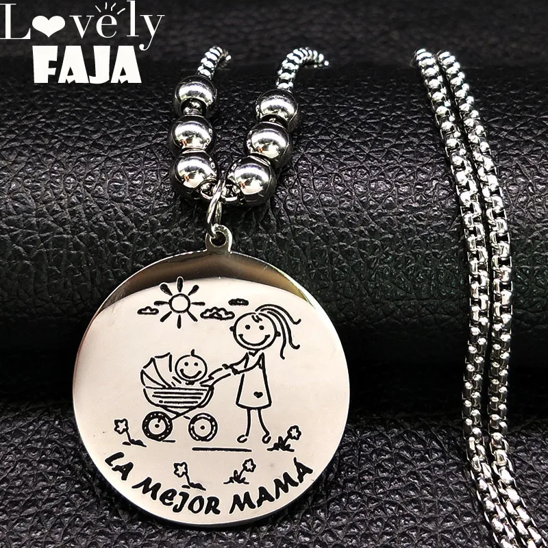 2021 или I Love MAMA длинное ожерелье из нержавеющей стали для женщин бусина