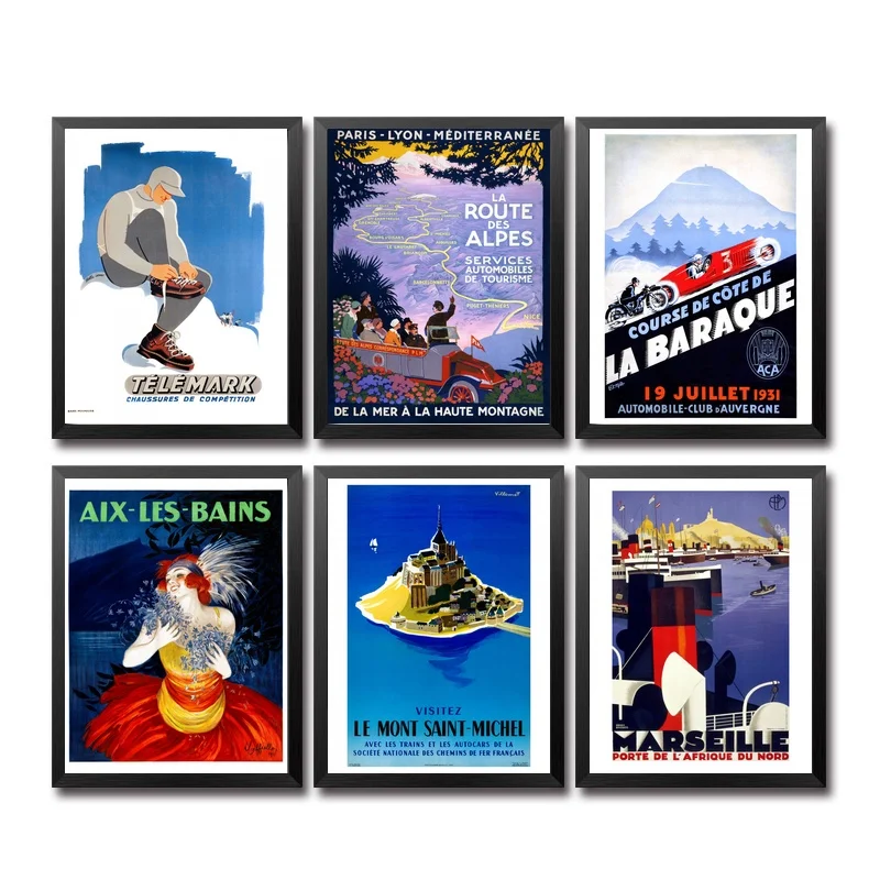 

France Aix Cruise ship Rivera Normandy Saint Vintage Travel Poster