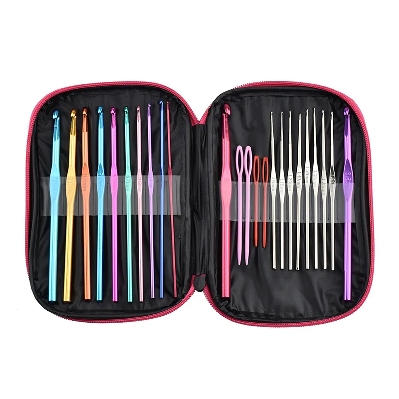 Набор вязаных крючком крючков цветные алюминиевые спицы вплетать в пряжу