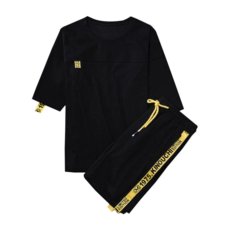 

Brand Men's Tracksuit Summer Men Set Short Sleeve T Shirts Hip Hop Tops+ Shorts Suit Sportswear Set Men's Clothing