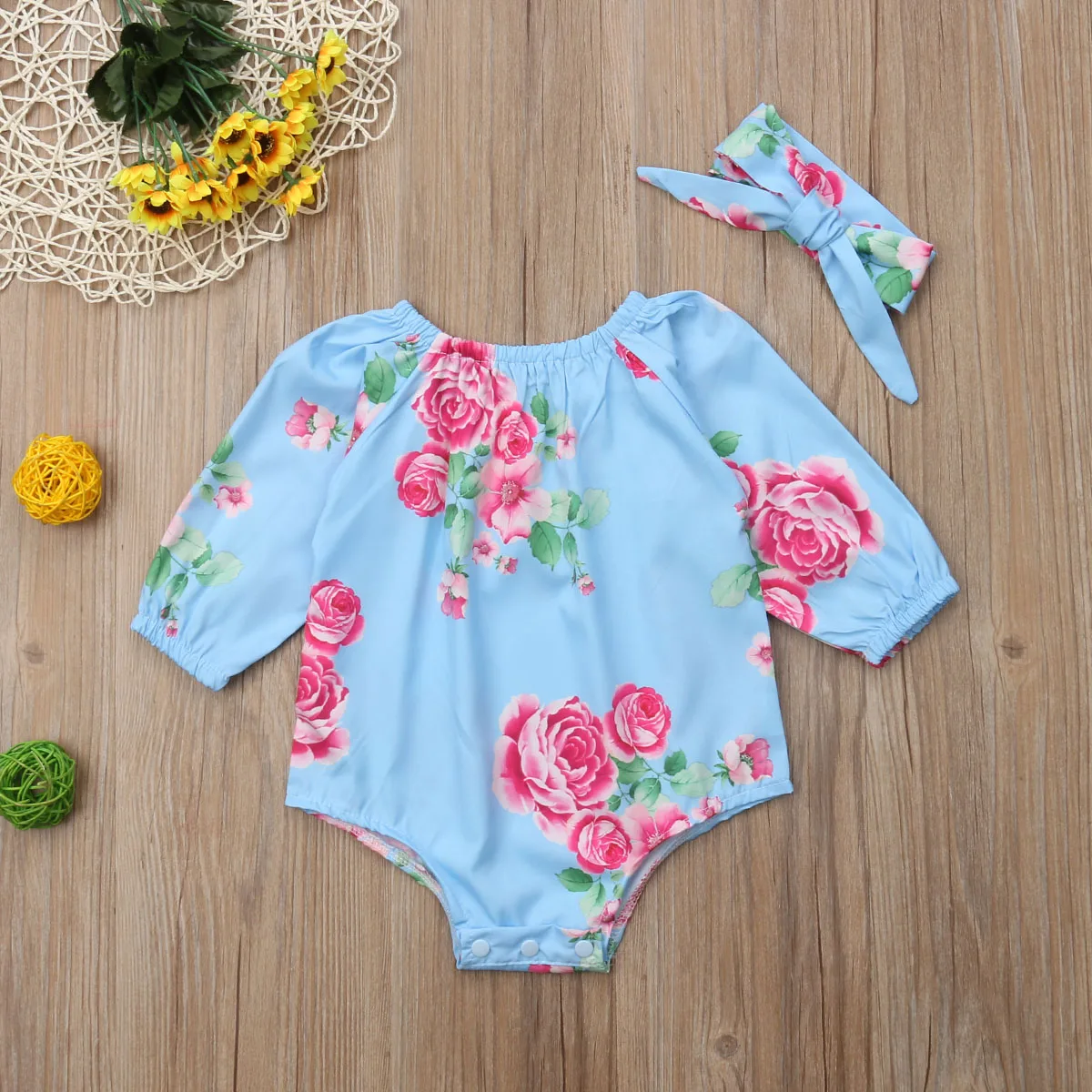 Новинка 2018 милые комплекты одежды с цветочным рисунком для новорожденных