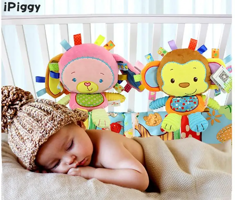IPiggy Baby 35 см плюшевая погремушка игрушки с животными ручная работа со звуком колокольчиков детская игрушка