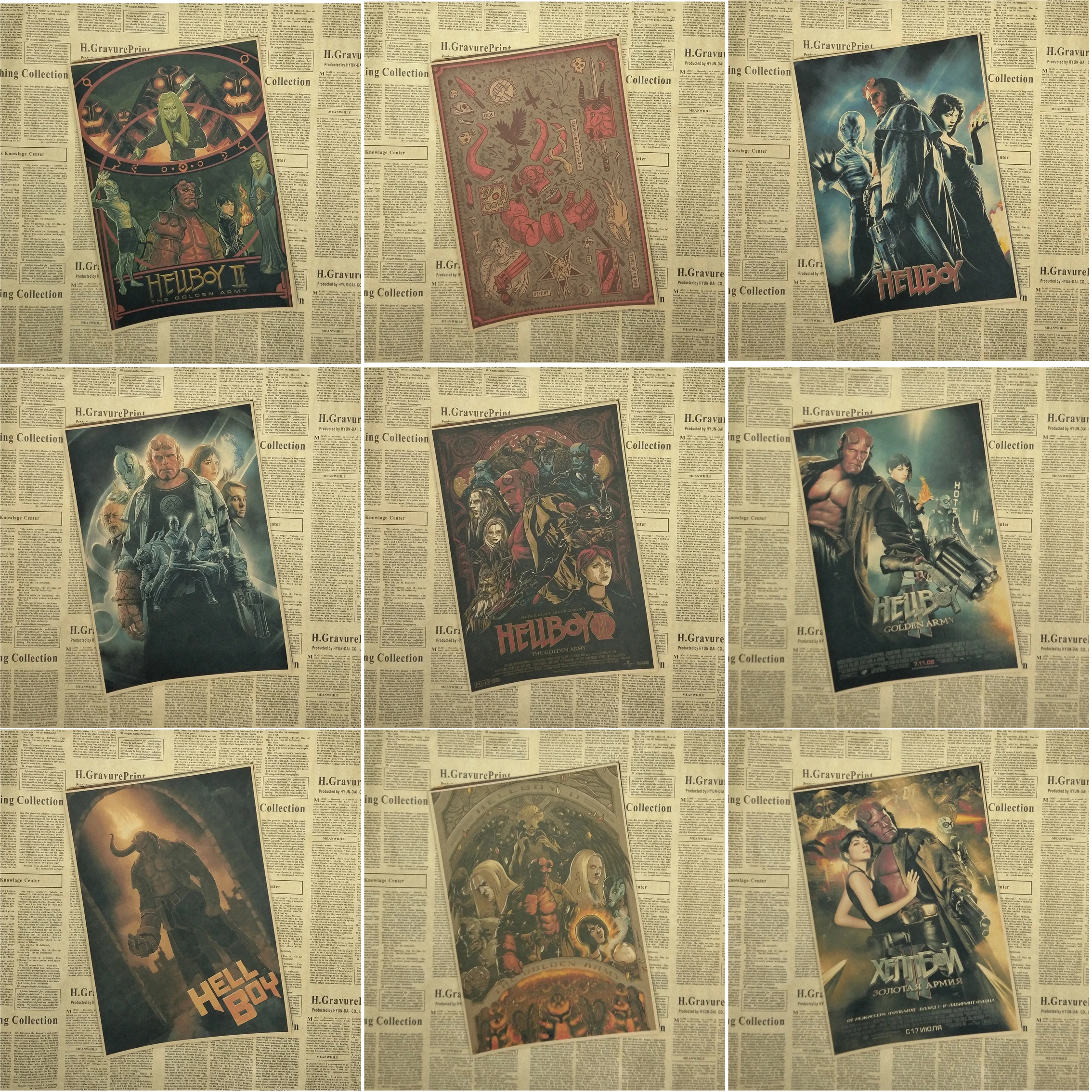 Постер из крафт-бумаги Hellboy core в классическом ретро-стиле декоративные картины на