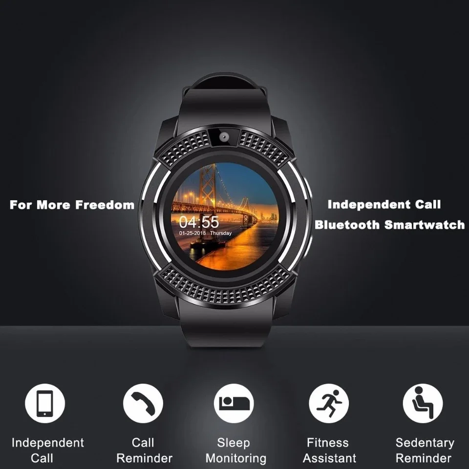 V8 Смарт часы мужские Bluetooth спортивные женские Rel gio Smartwatch с камерой слот для sim