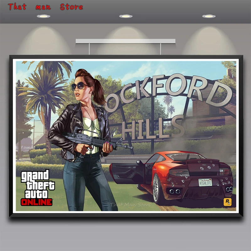 GTA 5 игровой плакат Grand Theft Auto V видео настенные художественные плакаты и печати для гостиной стены без рамы 42*30 см - Цвет: Кофе