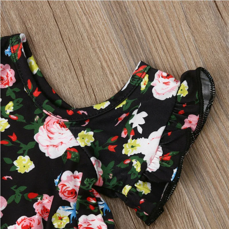 Children Dresses Kids Girl Short Sleeve Off Shoudler Flower Print Dress Baby Summer Hot Princess Sundress Clothings | Детская одежда и