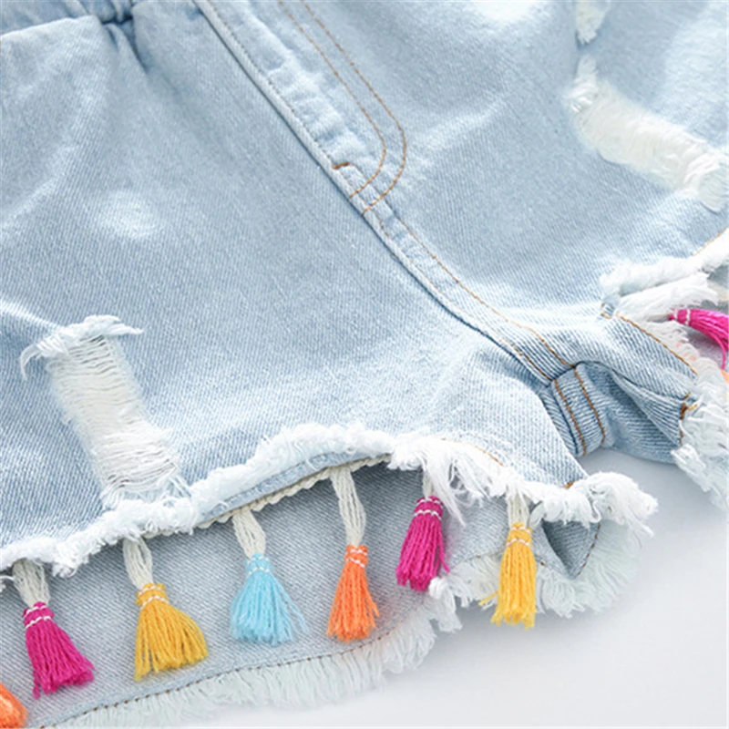 Популярные летние модные красивые короткие джинсы для детей от Cute3 8 лет
