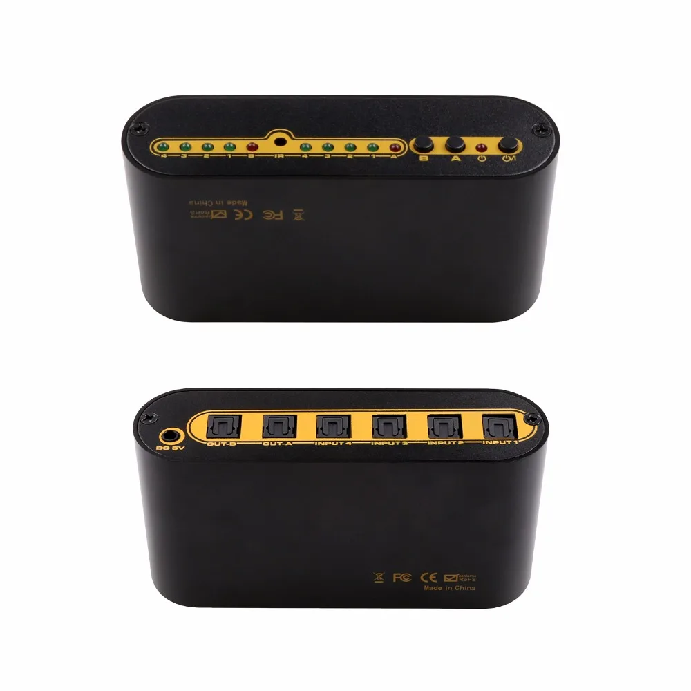4x2 коммутатор переключатель SPDIF TOSLINK Цифровой оптический аудио для правильная