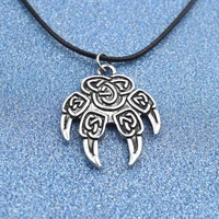 punk slavic pendant veles god symbol bear paw pendant necklace talisman amulet viking statement jewelry