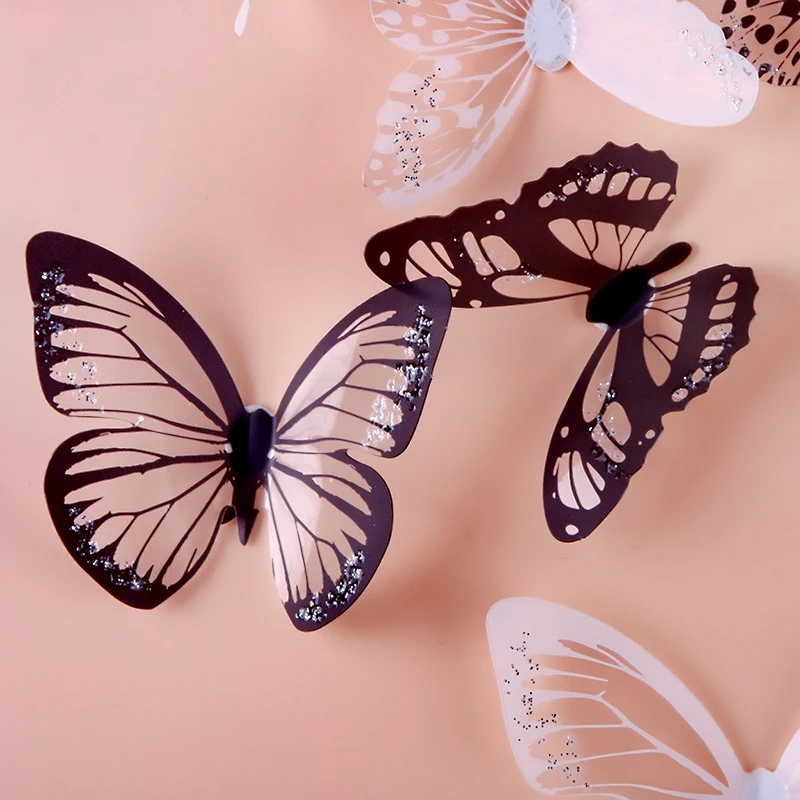 

crystal 3d butterflies 18pcs diy home decor wall stickers for kids rooms Christmas party decoration kitchen refrigerator decal