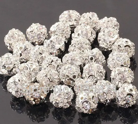 

8 мм посеребренные с хрустальными шариками из страз, Свободные европейские бусины-шармы