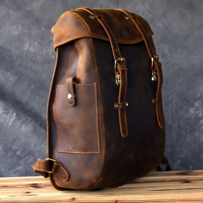 2018 Newest Men vintage crazy horse leather backpack Unisex cow Laptop rucksack Women Thick real school bag Cool | Багаж и сумки