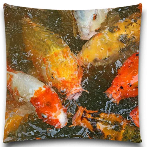Lotus and carp in Chinese painting Sea animals pillows case 5 size 9 style Cotton polyester Square Home Decorative bedroom car | Дом и сад