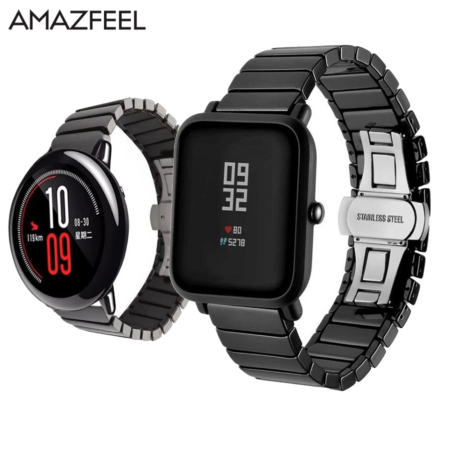 Керамический ремешок Amazfeel для Xiaomi Huami Amazfit Stratos 2 pace Amazfit bip bit Смарт-часы ремешок 22 мм 20 мм Браслет замена