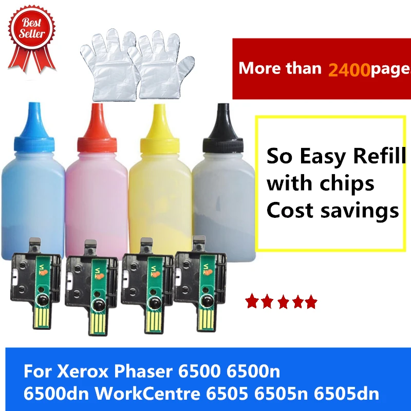 Легко Заправляемый Тонер + чип для Xerox Phaser 6500 6505 тонер картридж 6500n 6500dn Workcenter 6505n|toner