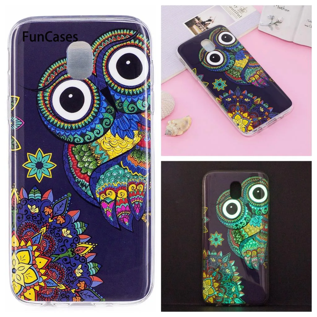 Мягкий чехол для Samsung Galaxy J3 2017 J330 SM J330F Единорог собака Световой Мягкие TPU телефона