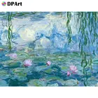 Алмазная картина полностью квадратнаякруглая дрель зеленое озеро Лотос плачевая ива 5D Daimond картина вышивка мозаика Стразы L106
