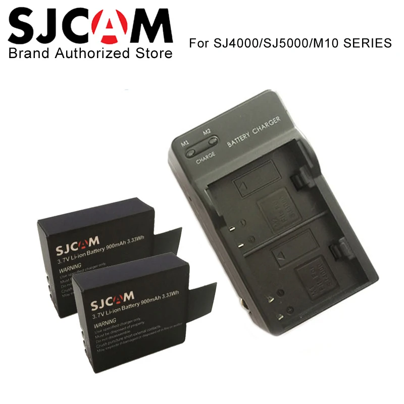 SJCAM sj4000 аксессуары двойное зарядное устройство + 2 шт аккумулятор для sj5000 M10 Wifi SJ5000X